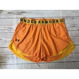 Under Armour Shorts Womens M Play Up Knit 3 Inch Inseam Gym Running Orange